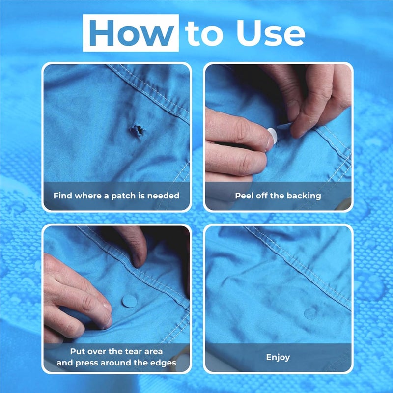 aZengear Repair Patches for Jackets, Tent, Shoe Toe, Air Mattress, Inflatables, PVC Gear - Waterproof, Self-Adhesive, Tear-Cold-Heat-Resistant, Down Puffer Coat (11 Pcs, Sky Blue) - Image 2